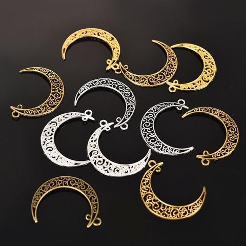 Filigree-breloques de lune ajourées, breloques en alliage, collier en métal, connecteurs pour réalisation artisanale bijoux à bricoler soi-même, 10 pièces ► Photo 1/6