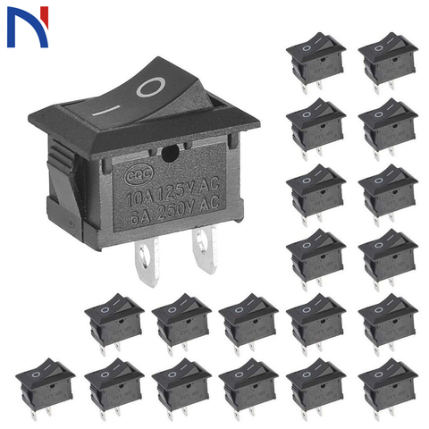 Interrupteur marche-arrêt KCD1, 15x21mm, 2 broches, 6a, 250V, 10a, 125V, 15x21, à bascule, noir, nouveau, 10 pièces ► Photo 1/1