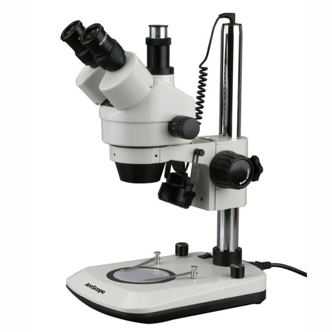 Microscope trinoculaire stéréo avec Zoom LED, nouvel instrument avec Zoom 7x45x, double Lit, 6W ► Photo 1/4