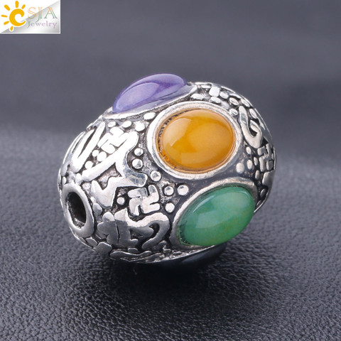 CSJA – perles tibétaines du népal faites à la main pour hommes et femmes, bijoux ethniques, breloques, couleur argent, Bracelet, collier, gemmes bouddha, perles d'espacement S263 ► Photo 1/6