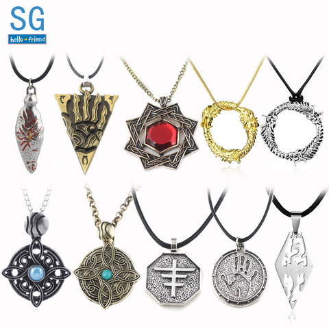 SG 20 pièces anciens rouleaux amulette Morrowind pendentifs colliers sombre fraternité dinosaure Triangle hommes en gros bijoux ► Photo 1/6