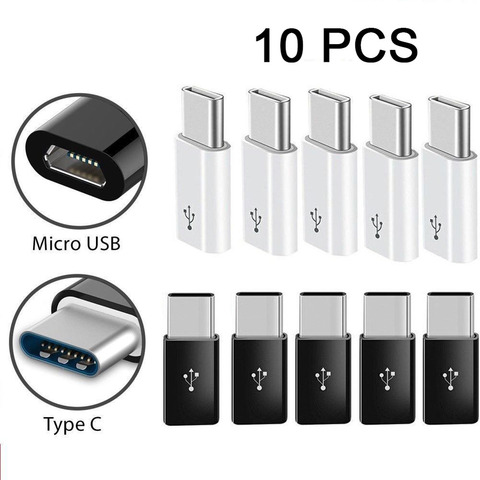 Adaptateur USB 3.1 USB-C Type C mâle vers Micro USB femelle, convertisseur 8 chargeur, embouts de connexion, accessoires, 10 pièces ► Photo 1/6