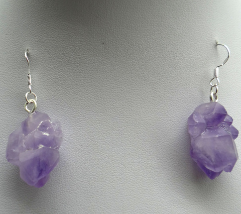 Boucles d'oreilles en pierre naturelle, forme irrégulière pourpre en Quartz, bijoux, pendentif pour femmes, Designs, tendance, bijoux A33 ► Photo 1/6