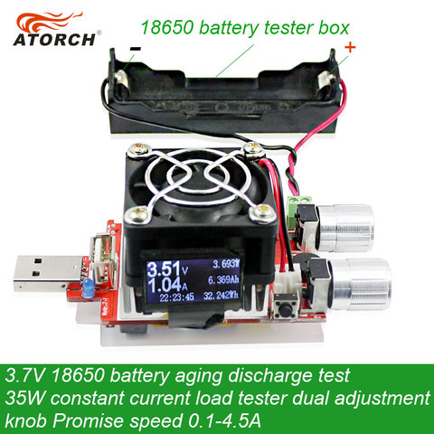 ATORCH-Test de charge de batterie et décharge vieillissante 35W, 3.7V 18650, courant Constant, double bouton réglable, testeur DC USB, 0.1-4, 5a ► Photo 1/4