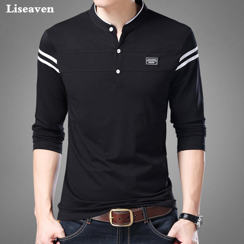 LISEAVEN – T-shirt à manches longues col mandarin pour homme, haut, vêtement ► Photo 1/6