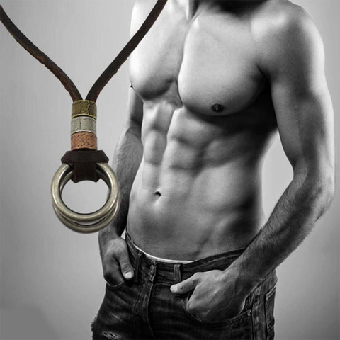 Collier en cuir véritable pour homme, pendentif de haute qualité, fait à la main, rétro, charmant, bijoux redimensionnable, 2022 ► Photo 1/6