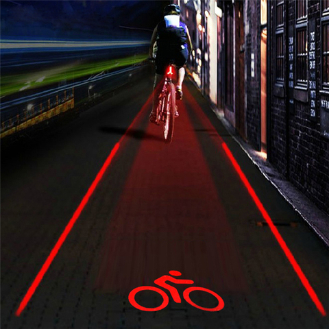 Voyant d'avertissement de vélo, 2 lasers + 5 projections à Logo LED, feu arrière de bicyclette, feu d'avertissement de sécurité ► Photo 1/6