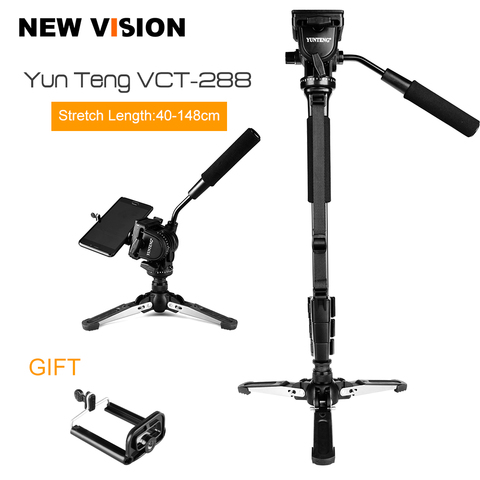 Yunteng VCT-288 appareil photo monopode + tête panoramique fluide + support Unipod pour Canon Nikon et tous les reflex numériques avec monture 1/4 