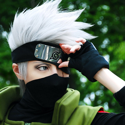 Perruque Costume pour Cosplay Anime NARUTO Hatake Kakashi, cheveux Anime NARUTO, cheveux courts et blancs, couches résistantes à la chaleur ► Photo 1/4