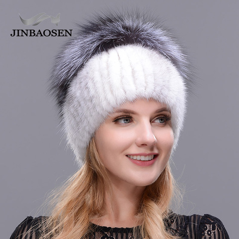 Jeryafur – chapeau en fourrure de vison véritable pour femme, chapeau de ski en laine tricoté à la main, livraison gratuite ► Photo 1/6