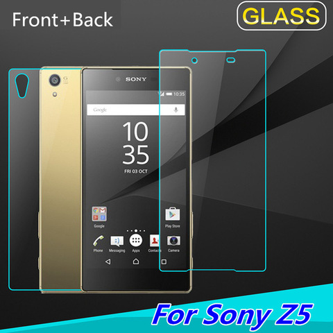 Protecteur d'écran pour Sony Xperia Z5 E6653 E6683, 2 pièces, Film de protection avant et arrière en verre trempé 9H, Original, antidéflagrant ► Photo 1/5