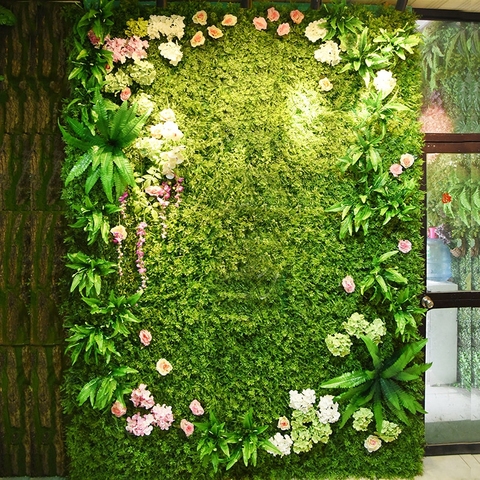 Guirlande de plantes vertes artificielles en plastique, 40x60cm, décoration murale populaire pour la maison ► Photo 1/1
