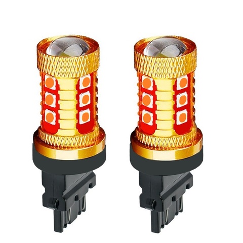 Ampoule de voiture P27W T25, feu de stop, Super lumineux 1000LM 15 SMD 3157 LED ambre clignotant blanc P27W T25 Auto rouge P27/7W 2 pièces, 3156 3030 ► Photo 1/6