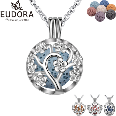 Eudora – collier en pierre de lave volcanique pour femmes, 7 pièces, pendentif diffuseur d'arôme, 4 styles ► Photo 1/6