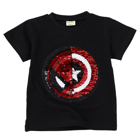 T-Shirt d'été pour bébé garçons et filles, en coton, à la mode, à paillettes, vêtements de sport ► Photo 1/6