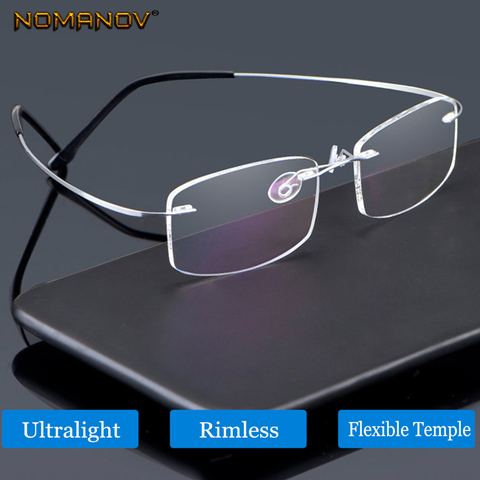 NOMANOV nouveau B Titanium seulement 2G Ultra-léger elasticramless lunettes de lecture noir N argent cadre + 0.75 + 1 + 1.25 + 1.5 + 1.75 à + 4 ► Photo 1/6