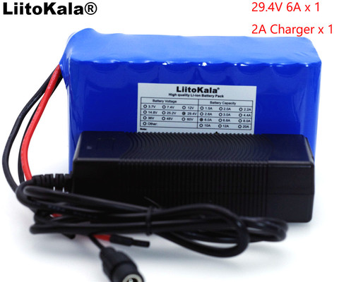 LiitoKala 24V 6Ah 7S3P 18650 batterie 29.4 v 6000mAh BMS vélo électrique cyclomoteur/électrique/Li ion batterie + chargeur 29.4V 2A ► Photo 1/5