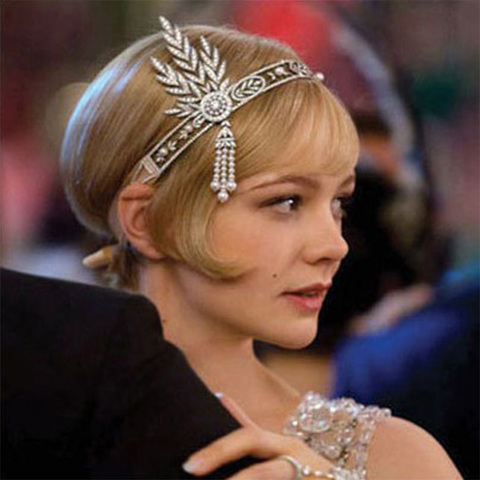 Art déco – tête de mariée Vintage des années 1920, accessoires de cheveux, Costume, clapet, grand Gatsby feuille, médaillon, bandeau de perles ► Photo 1/6