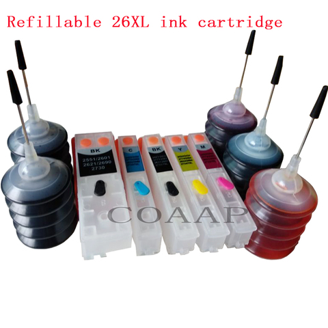 COAAP T2601 Rechargeable Cartouches D'encre Vides 150ml d'encre De Colorant pour EPSON XP 600 700 800 510 615 610 620 625 710 720 820 Imprimante ► Photo 1/1