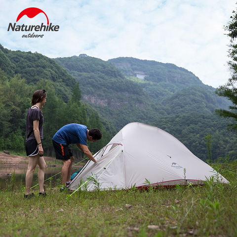 Naturerandonnée 3 personnes en plein air Double couche randonnée Camping tente imperméable PU4000 ultra-léger montagne sac à dos tentes avec tapis ► Photo 1/1