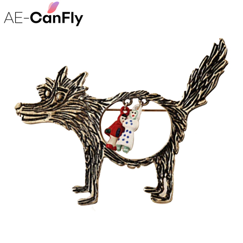 AE-CANFLY mode Vintage loup broche bijoux petit chaperon rouge Unique épaulette broches 2B1001 ► Photo 1/6