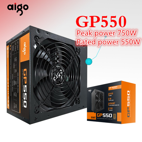 Aigo GP550 Puissance Active 80PLUS BRONZE alimentation pour ordinateur de bureau e-sports Évalué 550W puissance maximale 800W. Alimentation de l'ordinateur ► Photo 1/6