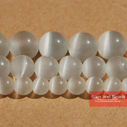 Perles en pierre naturelle de lune, perles rondes amples et rondes en œil de chat blanc opale, pour différentes tailles de 6, 8, 10 et 12 MM, livraison gratuite, CEB01 ► Photo 1/1