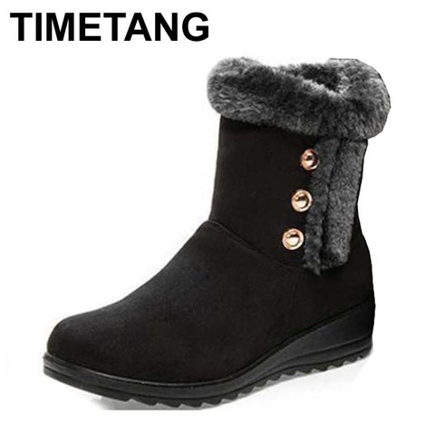 TIMETANG – bottes de neige en cuir véritable pour femme, chaussures courtes classiques, hautes et à boutons, style australien, vente en gros ► Photo 1/6