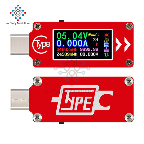 TC64 LCD couleur LCD USB voltmètre ampèremètre tension courant compteur TYPE C multimètre batterie PD chargeur batterie externe USB testeur ► Photo 1/6