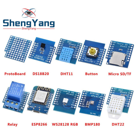 Esp8266 D1 Mini carte de développement Wifi Pro Nodeu Ws2812 Rgb Dht11 Dht22 Am2302 relais Ds18b20 Bmp180 moteur pour Kit de bricolage Arduino ► Photo 1/6