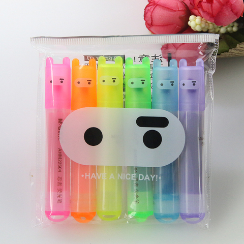 6 pcs/paquet, gros créatif matin dessin animé mignon Ninja lapin Mini 6 bâtons stylo Fluorescent ► Photo 1/6