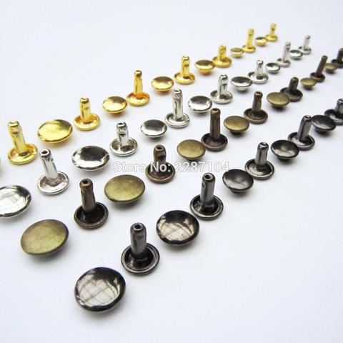 50 set métal Double capuchon rond rapide Rivet Spike Stud cuir artisanat ceinture portefeuille sac vêtements décor bricolage réparation ongle 4 couleur 8 taille ► Photo 1/6