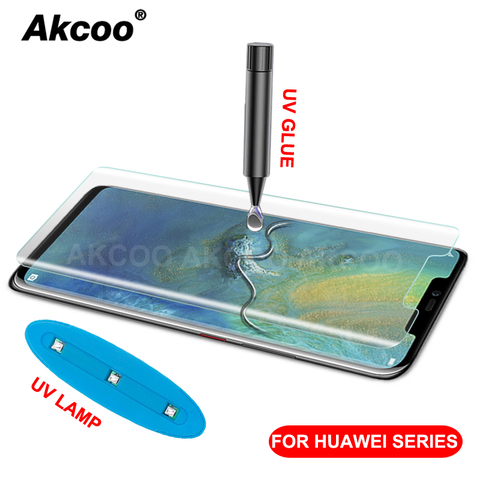 Akcoo – colle complète en verre trempé pour huawei mate 20 pro, film protecteur d'écran UV pour mate 30 Pro, P30 Pro ► Photo 1/6
