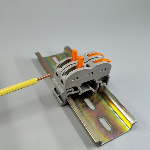 Connecteur de câblage universel compact rail Din, bornier conducteur avec levier, 10 pièces, 1 broche ► Photo 1/1