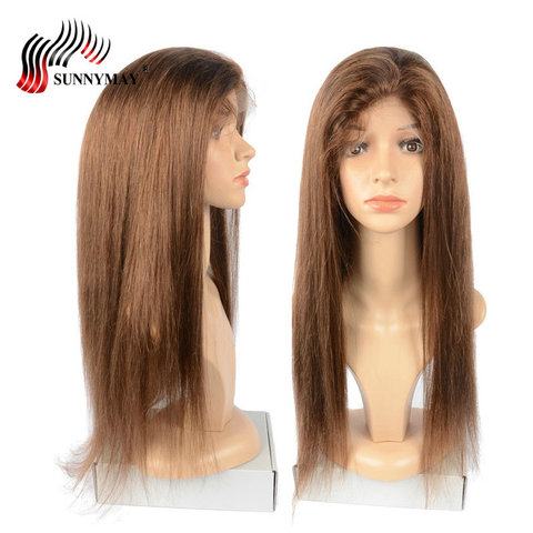 Sunnymay – perruque Full Lace wig sans colle brésilienne naturelle, cheveux vierges lisses, couleur #4, Base en soie, avec Baby Hair ► Photo 1/6