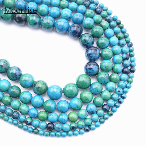 Perles turquoises en pierres précieuses vertes naturelles, rondes lisses et amples, pour la fabrication de bijoux, 4 6 8 10mm, HK090 ► Photo 1/6