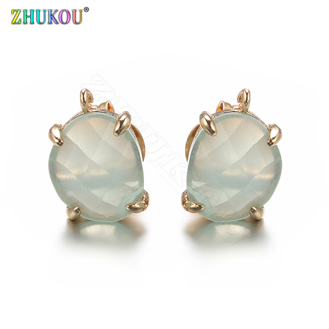 Boucles d'oreilles élégantes en opale, boucles d'oreilles rondes, simplicité, avec perle naturelle, modèle VE32 ► Photo 1/4