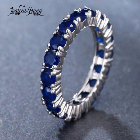 Bague de fiançailles en Zircon couleur argent pour femmes, vert, bleu, rouge, bijoux pour filles, idée cadeau ► Photo 1/6