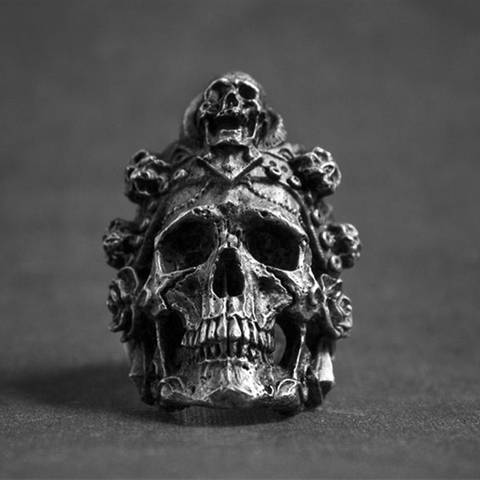 Bague avec crâne de mort pour hommes, Santa morte, bijou en acier inoxydable 316L, titane, anneau de motard, Punk ► Photo 1/3