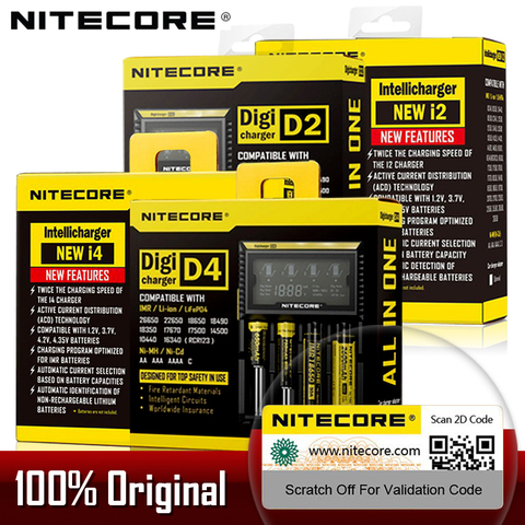 Nitecore – chargeur de batterie D4 D2, avec écran LCD, Digicharger, avec circuit Intelligent, assurance globale, li-ion 18650 14500 16340 26650, nouveau ► Photo 1/6