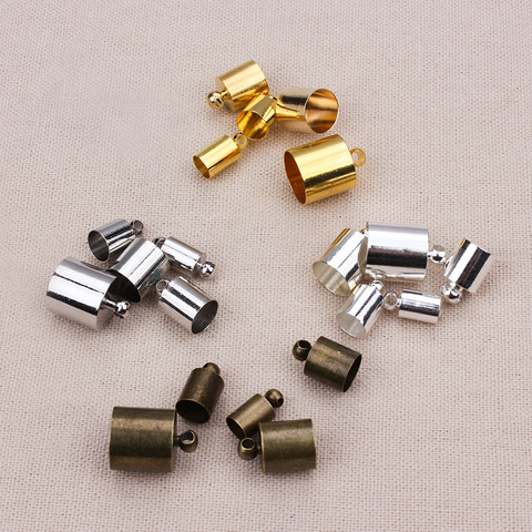 50 pcs/lot 5*10mm Rhodium Or Argent Bronze Collier En Cuir Cordon Embouts Gland À Sertir Fin Connecteur DIY bijoux Conclusions ► Photo 1/5