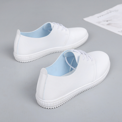 2022 printemps été nouveau blanc chaussures femmes mode plat en cuir souple chaussures femme blanc conseil chaussures chaussures décontractées ► Photo 1/6