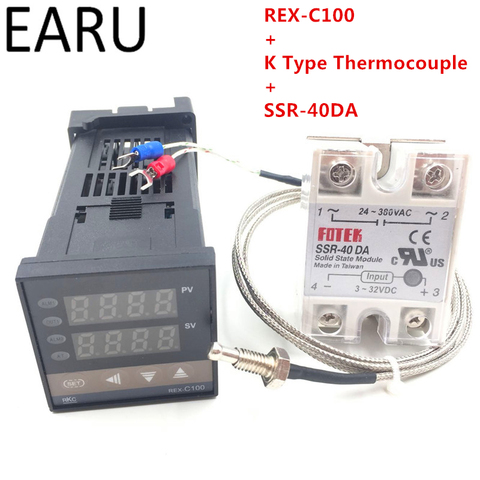 RKC-Thermostat numérique PID REX-C100 + 40A Max, SSR SSR-40DA, relais + K Thermocouple M6, haute qualité ► Photo 1/6