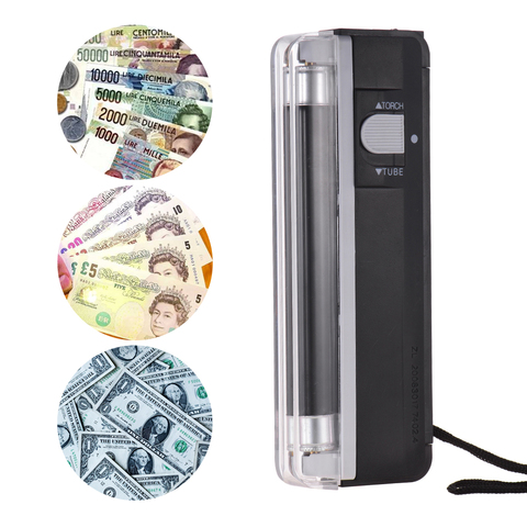 Détecteur d'argent Portable 2-en-1, Mini testeur de faux billets avec lampe de poche UV pour EURO USD ► Photo 1/6