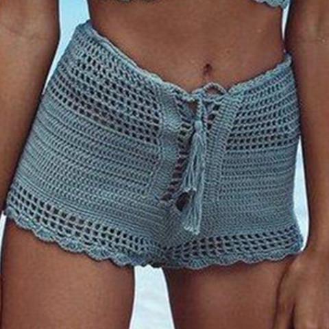 Short de bikini sexy crocheté à la main pour femmes, 11 couleurs, bas boho, pantalon de plage, taille haute ► Photo 1/6