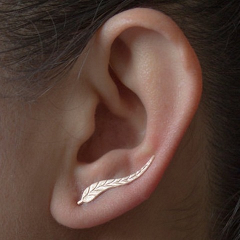 2022 Vintage Bijoux exquis feuille d'or boucles d'oreilles moderne belle plume oreille boucles d'oreilles pour les femmes Brincos Bijoux ► Photo 1/3