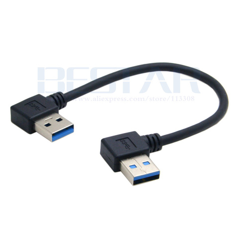 20 CM USB 3.0 Type A mâle 90 degrés angle gauche vers USB 3.0 A Type câble d'extension angle droit 0.2 m ► Photo 1/6