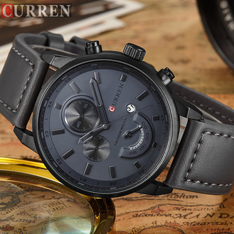 Montre de sport pour hommes, de luxe, montre-bracelet militaire, horloge, CURREN, Quartz pour mode décontractée ► Photo 1/6