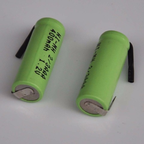 Lot de 10 batteries rechargeables 1.2V ni-mh 2/3AAA 400mah 2/3 AAA nimh, avec onglets à souder, broches pour bricolage, lumière solaire LED ► Photo 1/2