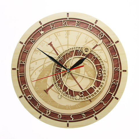 Prague horloge astronomique en bois république tchèque médiévale astronomie mur Art astrologie décoratif mur montre œuvre Prague cadeau ► Photo 1/6